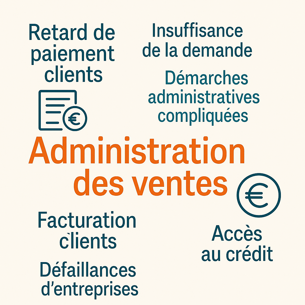Administration des ventes : retards de paiement clients, facturation, relances, démarches administratives complexes, accès au crédit et défaillances d’entreprises Légende (caption sous l’image, facultative mais utile pour l’UX/SEO)