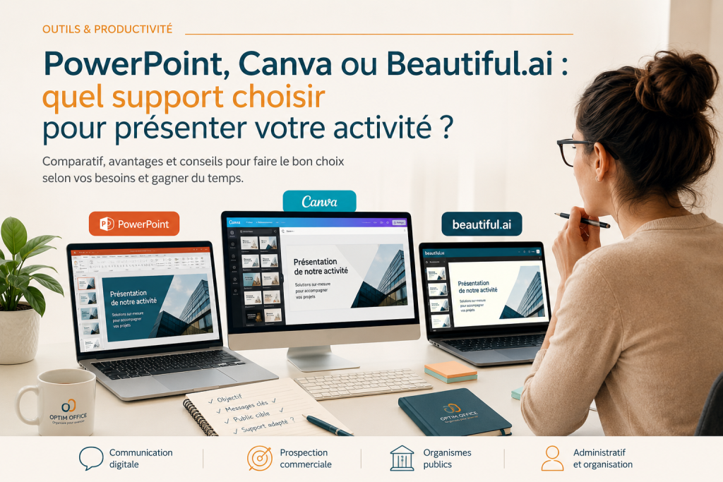 Comparatif entre PowerPoint, Canva et Beautiful.ai pour créer une présentation commerciale professionnelle et valoriser son activité